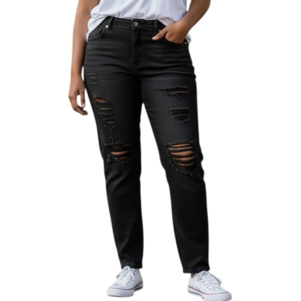 Black Distressed Jeans Sz.18 EUC.